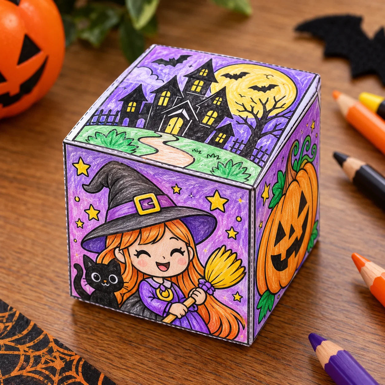Lembrancinha de Halloween para Colorir, Recortar e Montar 3D — amostra 2: O que a atividade desenvolve?