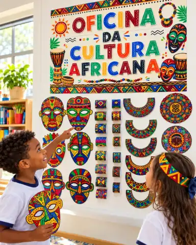 CULTURA AFRICANA – OFICINA DE ARTE PARA IMPRIMIR — amostra 1: 🎨 O QUE VEM NO MATERIAL?