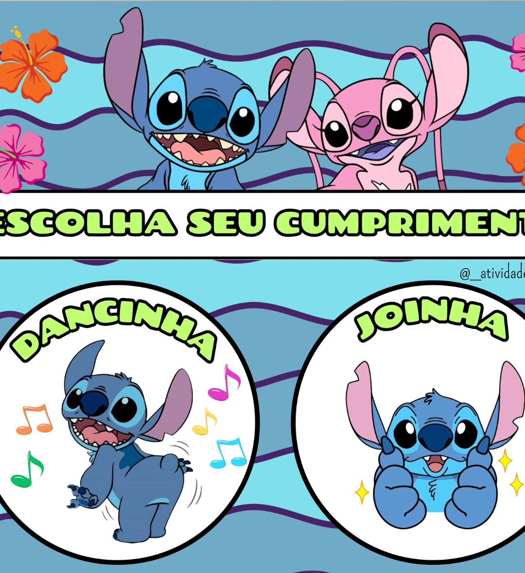 Cumprimento Divertido Stitch: Cartaz em PDF para Imprimir — amostra 3: Como usar na sala de aula