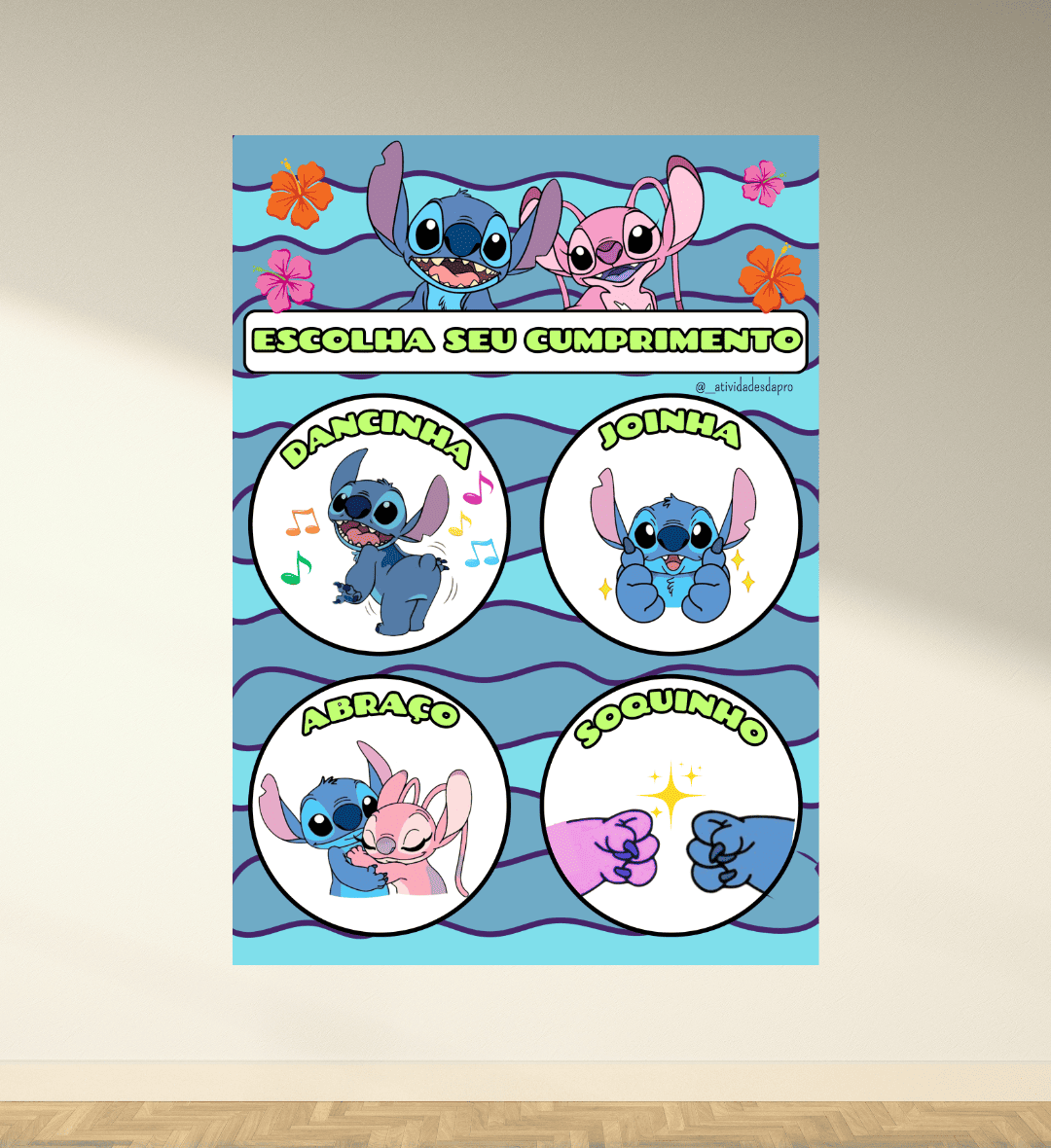 Cumprimento Divertido Stitch: Cartaz em PDF para Imprimir — Atividades para Educação Infantil: Receba a turma com um cartaz…