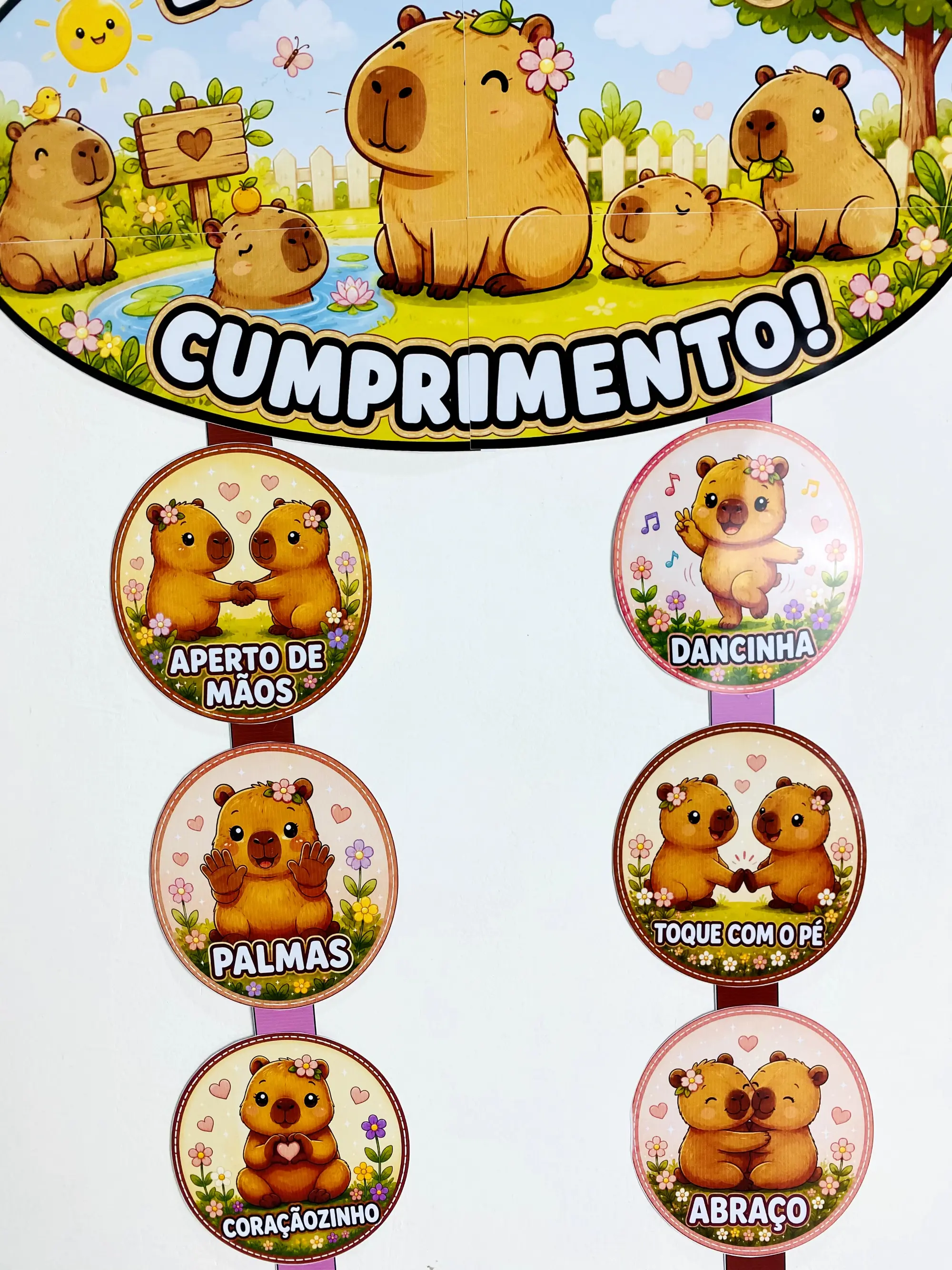 Cumprimentos Divertidos da Capivara – Ed Infantil e Anos Iniciais — amostra 1: Deixe a chegada dos alunos ainda mais…
