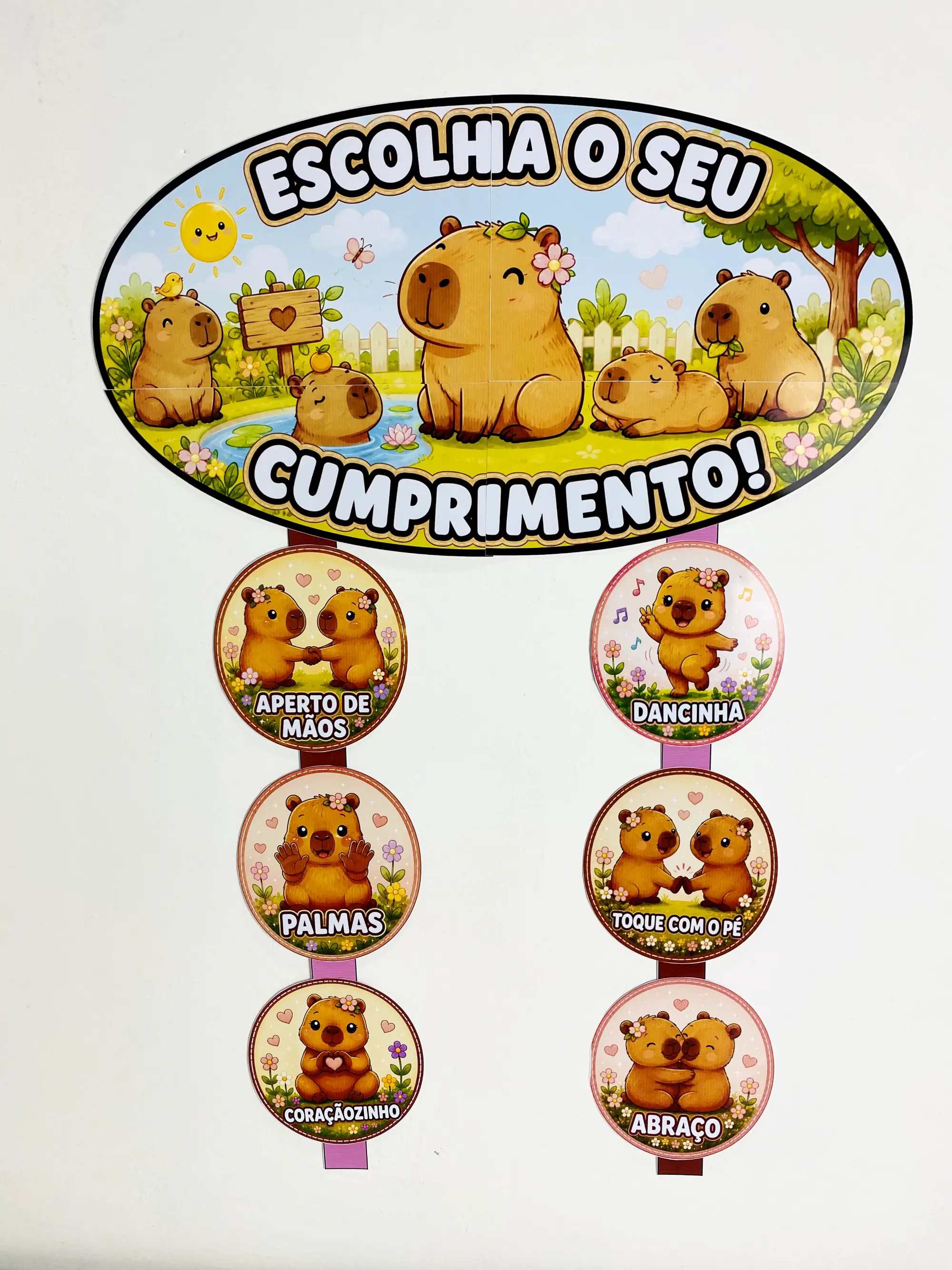 Cumprimentos Divertidos da Capivara – Ed Infantil e Anos Iniciais — amostra 2: Torne a entrada na sala mais acolhedora e…