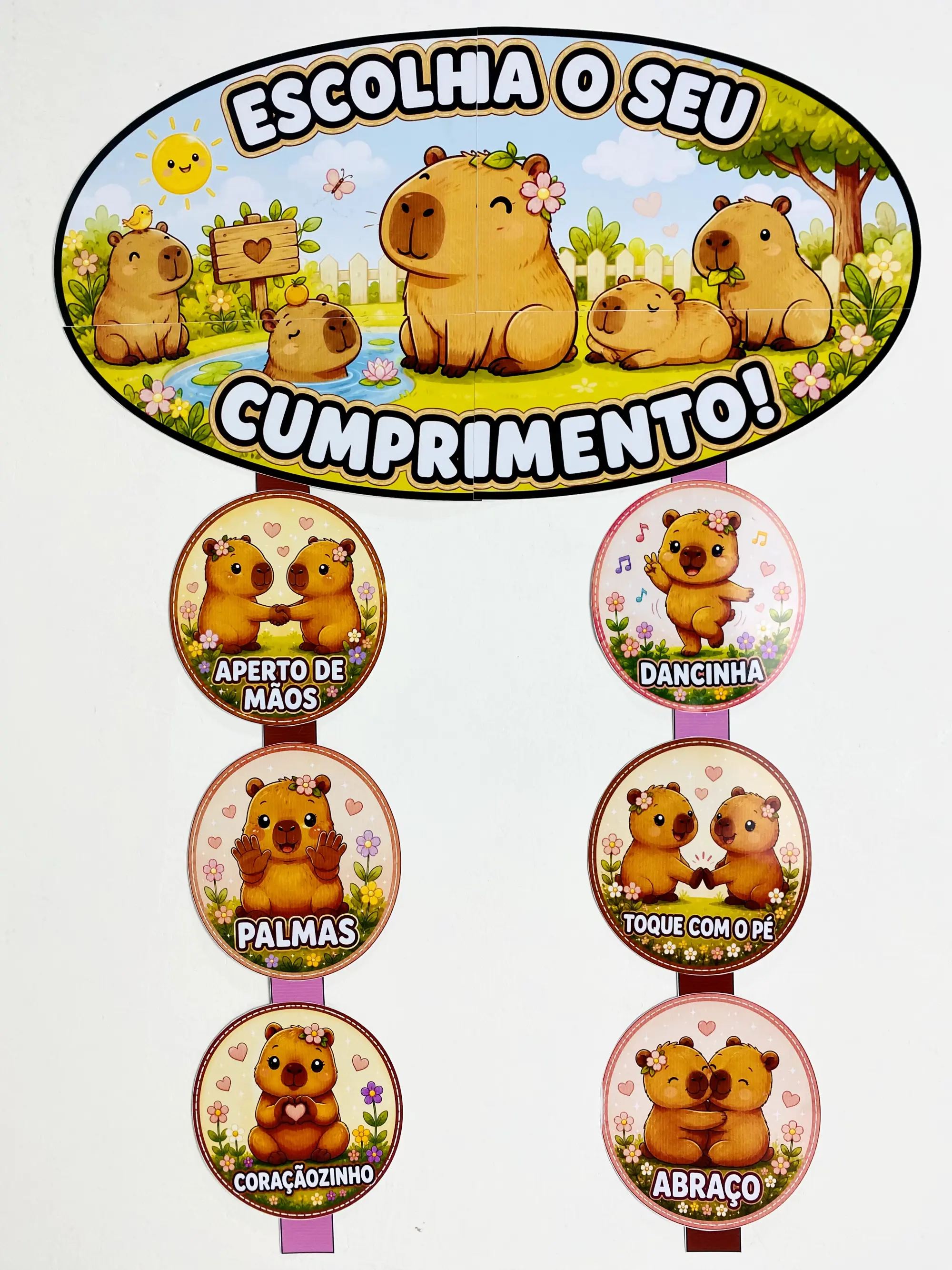 Cumprimentos Divertidos da Capivara – Ed Infantil e Anos Iniciais — amostra 4: Torne a entrada na sala mais acolhedora e…