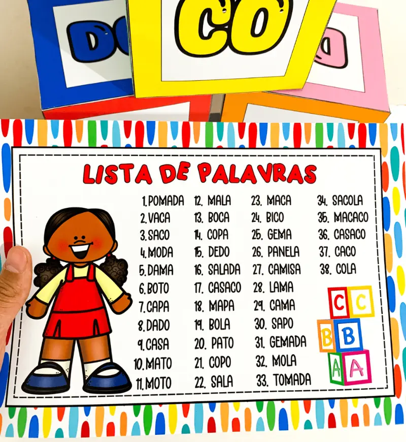 Dado das Sílabas: PDF para Trabalhar Leitura e Escrita — amostra 2: O que está incluído no material
