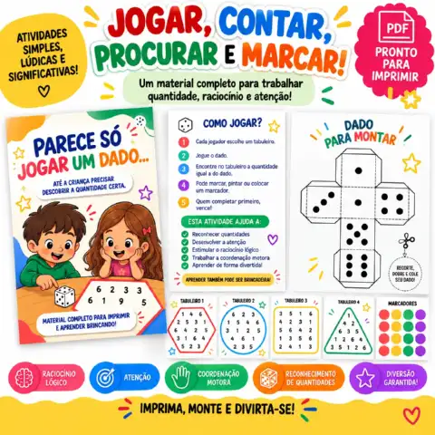 DADO EM AÇÃO - JOGAR, CONTAR, PROCURAR E MARCAR! — amostra 2: Transforme o aprendizado dos números em uma experiência…