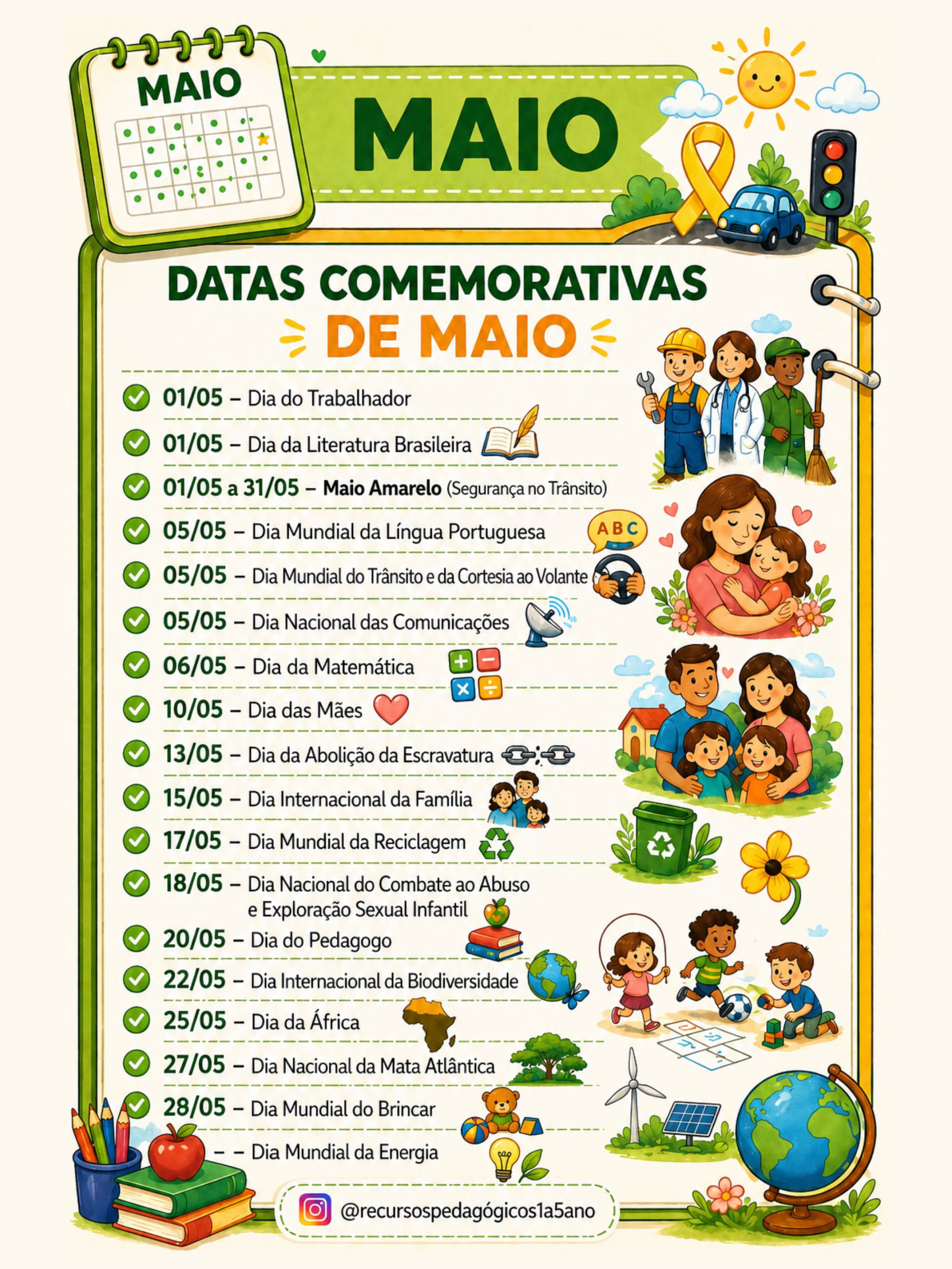 Datas comemorativas Maio GRÁTIS – PDF para Imprimir | Anos Iniciais — capa do material