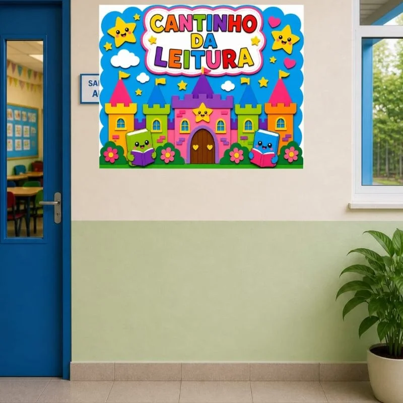 Decoração Cantinho da Leitura para Sala de Aula — amostra 4: Apresento para você esse painel encantador “Cantinho da…