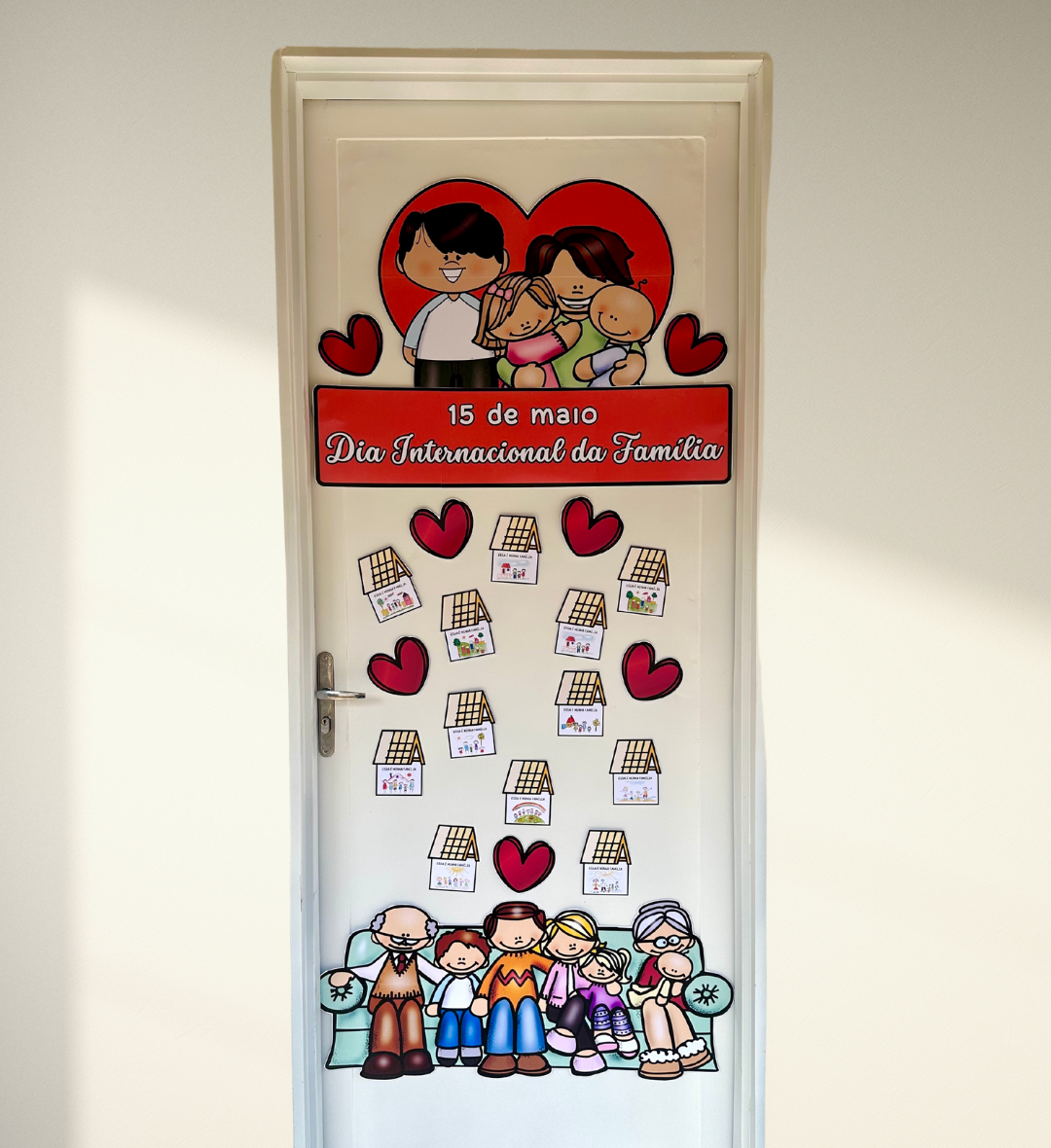 Decoração de Porta Dia da Família em PDF para Imprimir — amostra 1: Decoração de porta para o Dia Internacional da Família