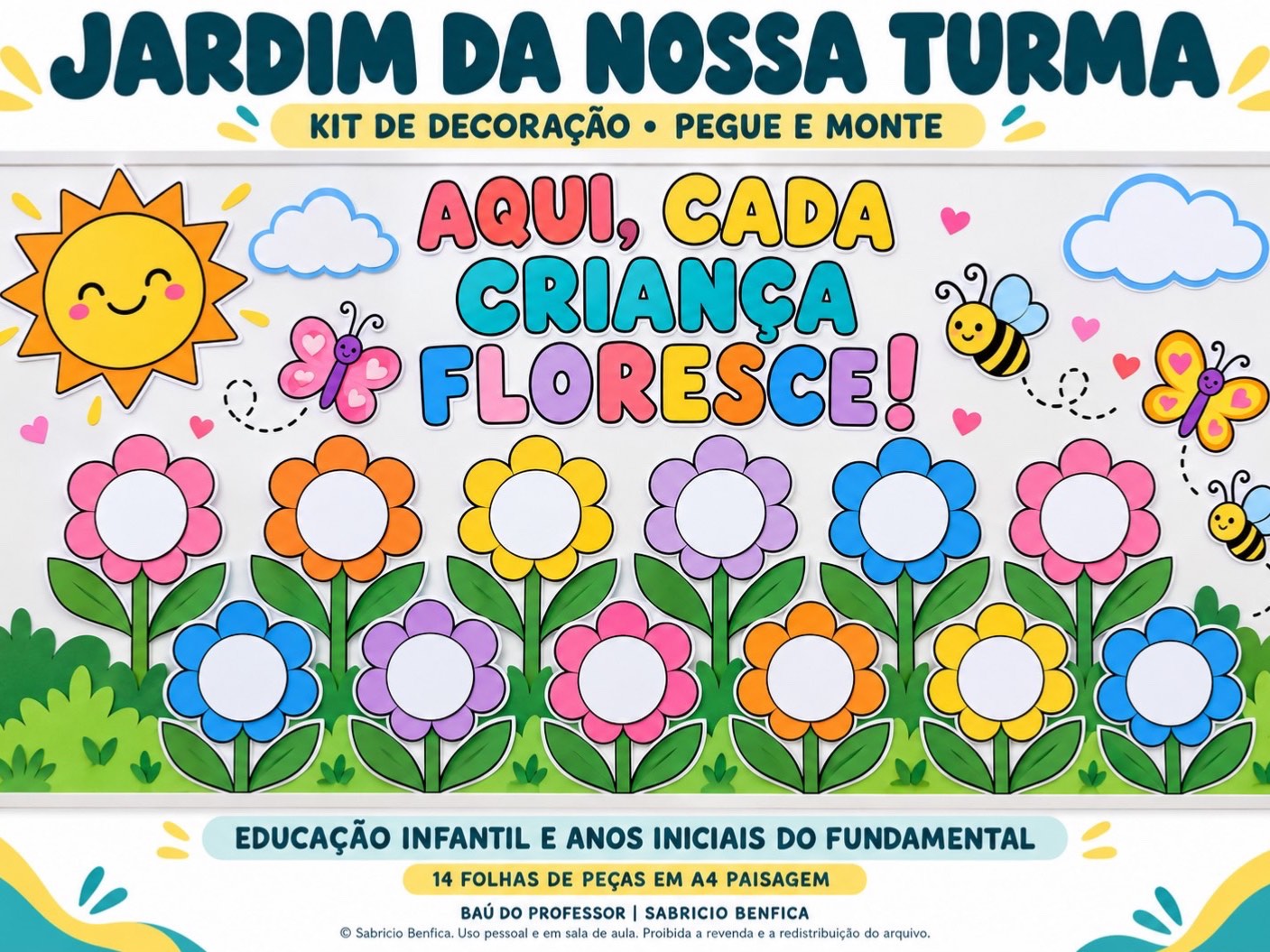 Decoração de Sala de Aula Jardim | Kit Pegue e Monte em PDF — Atividades para Educação Infantil: Kit de decoração de sala…
