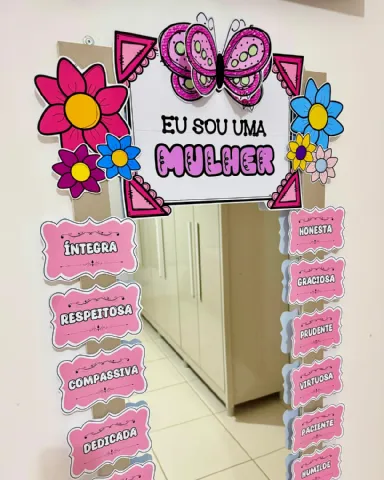 Decoração para espelho tema “Dia da Mulher”. — amostra 3: O material vai ilustrado e ampliado, em PDF pronto para impressão