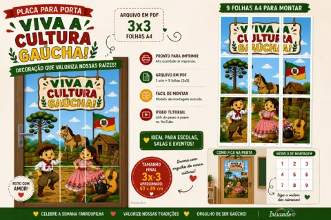 Decoração para Porta – Viva a Cultura Gaúcha! — amostra 1: VIVA A CULTURA GAÚCHA