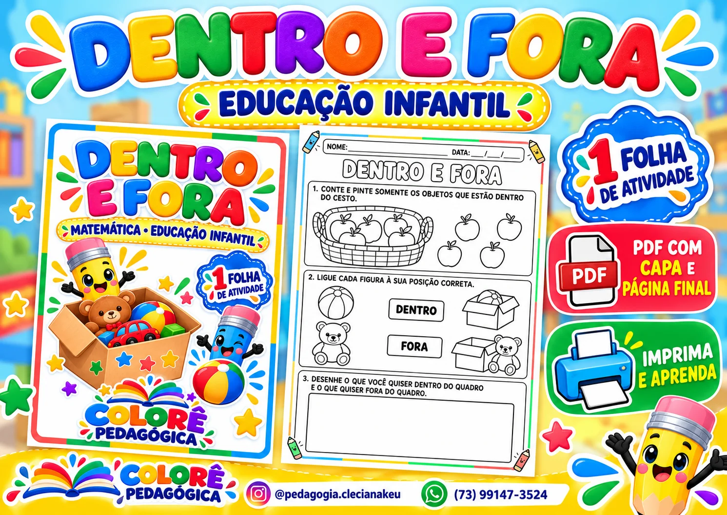 Dentro e Fora — Atividade de Matemática para Educação Infantil — amostra 2: Uma atividade ilustrada para reconhecer…