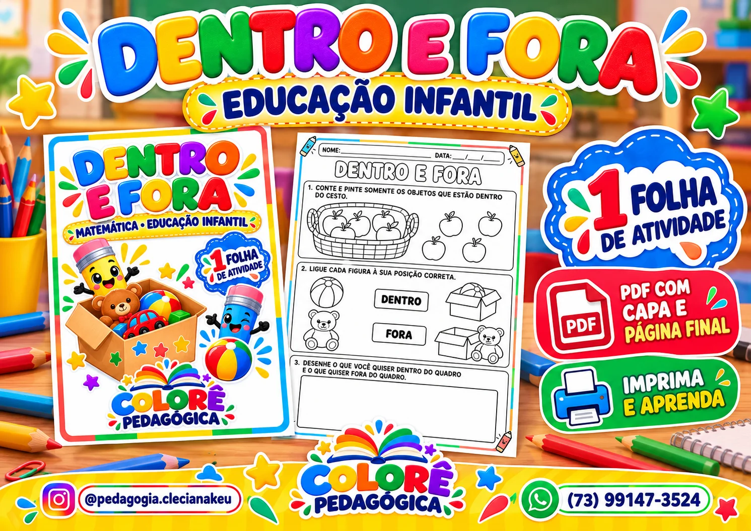 Dentro e Fora — Atividade de Matemática para Educação Infantil — capa do material