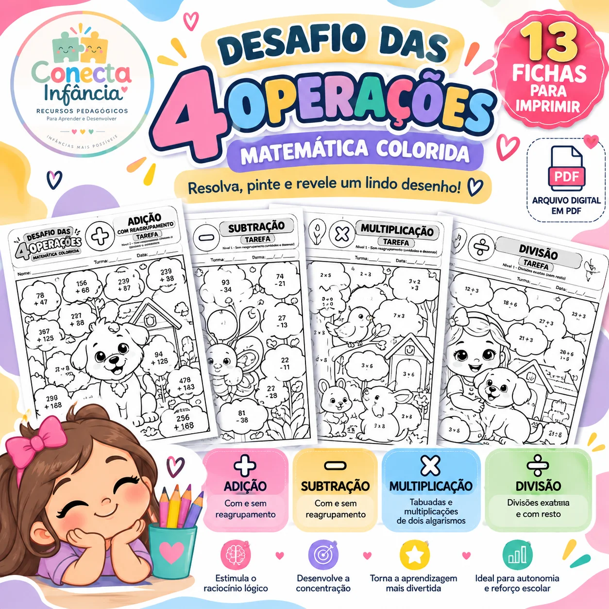 Desafio das 4 Operações | Matemática Colorida — capa do material