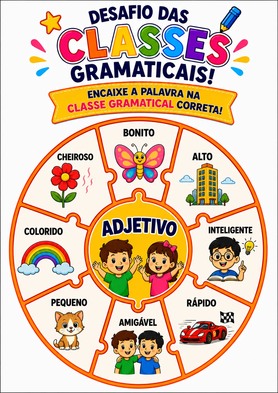 ✨ DESAFIO DAS CLASSES GRAMATICAIS ✨🧩 VERBO, ADJETIVO... — amostra 1: ✨ DESAFIO DAS CLASSES GRAMATICAIS ✨🧩 Transforme o…