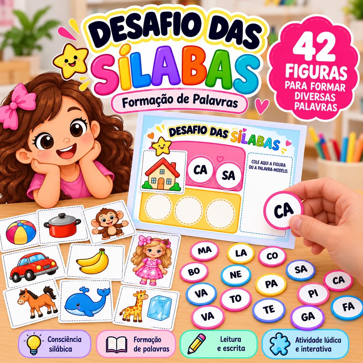 Desafio das Sílabas – Formação de Palavras — Alfabetização para Educação Infantil: O Desafio das Sílabas é um recurso…