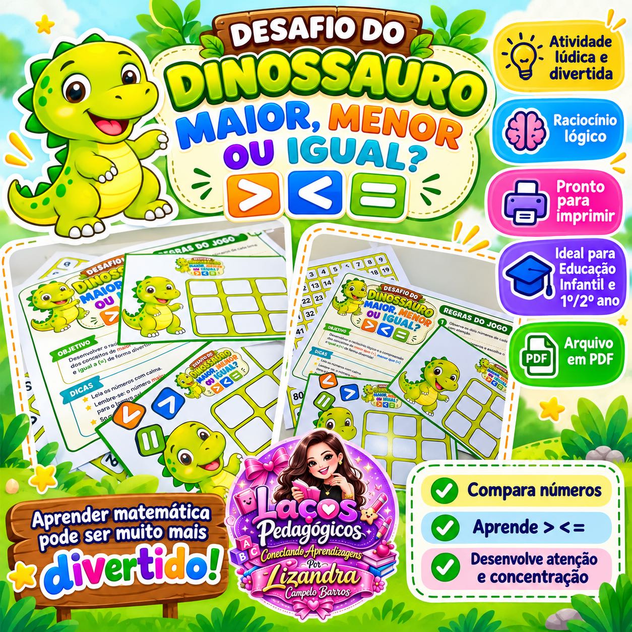 Desafio do Dinossauro – Maior, Menor e Anos Iniciais — capa do material