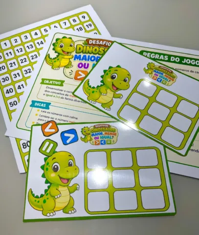 Desafio do Dinossauro (Sinais Matemáticos) Recurso Pedagógico — amostra 4: 🦖🔢 APRENDER MAIOR, MENOR E IGUAL PODE SER UMA…