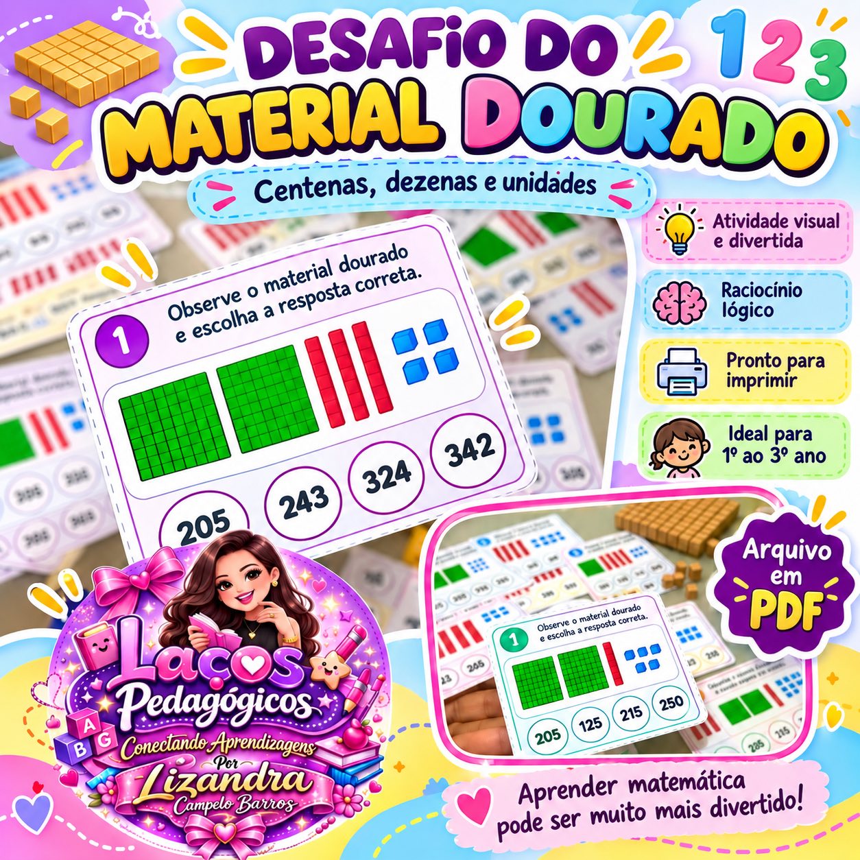 Desafio do Material Dourado – Centenas, Dezenas e Unidades — capa do material