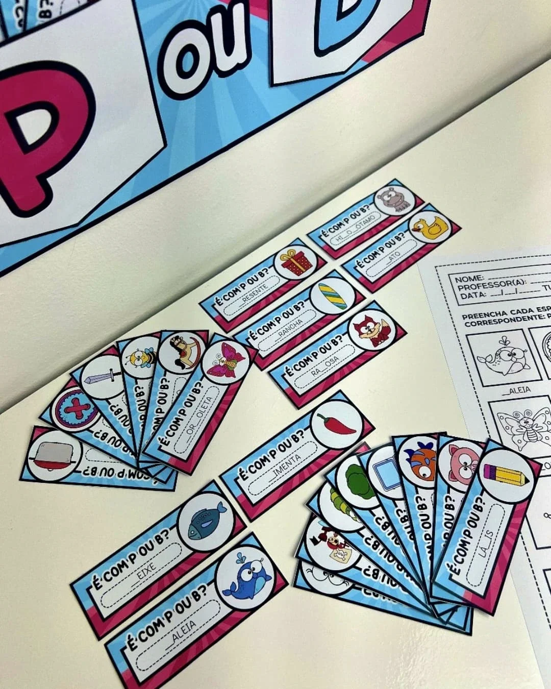 DESAFIO DO P OU B – Atividades para Imprimir — amostra 5: Material essencial para a fase de alfabetização das crianças
