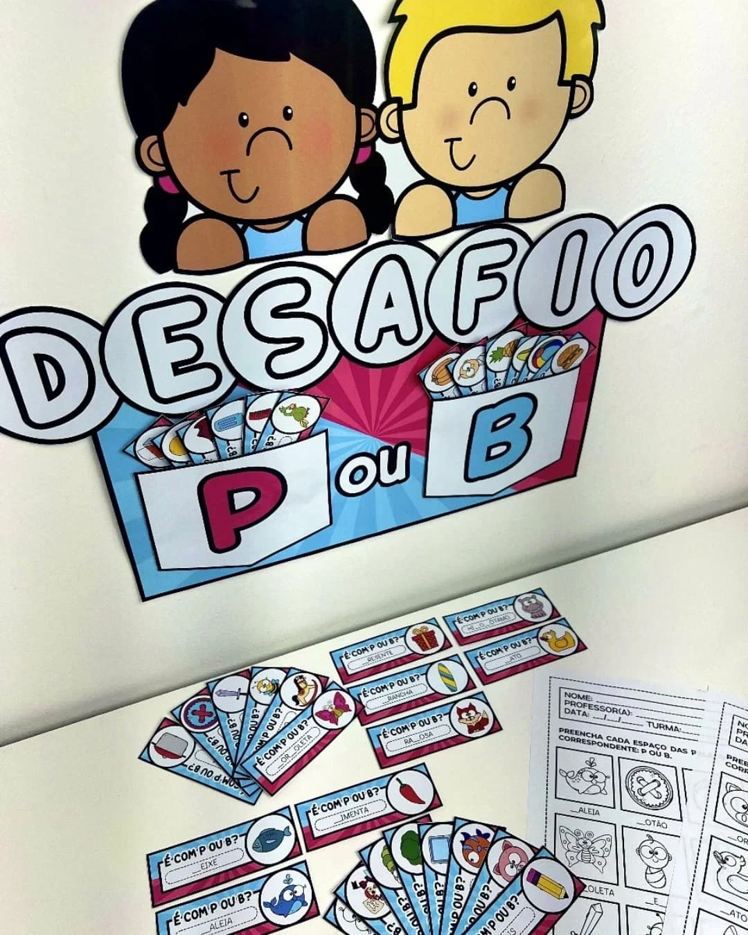 DESAFIO DO P OU B – Atividades para Imprimir — capa do material