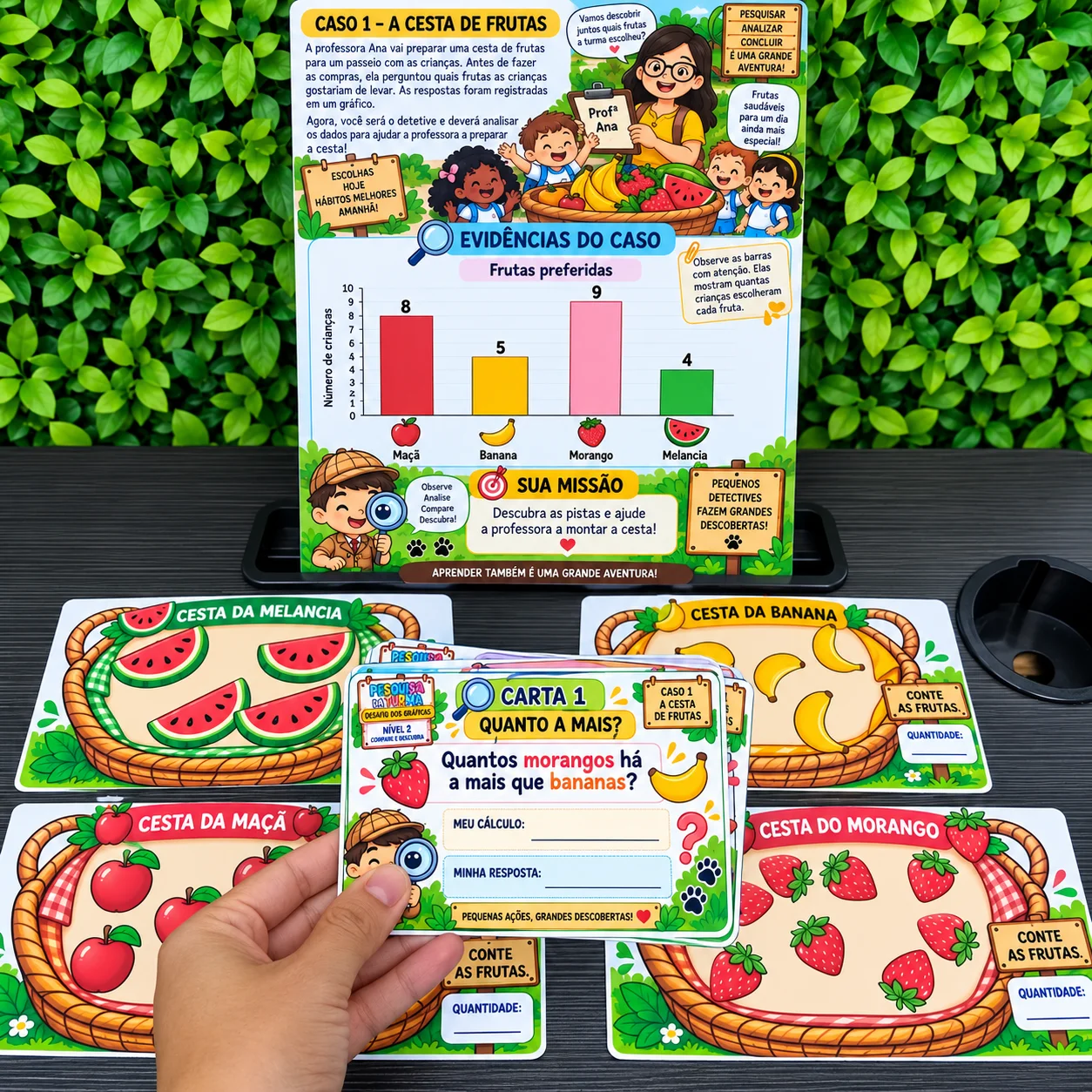 Desafio dos Gráficos | Caso 1: A Cesta de Frutas — amostra 2: ✨ Habilidades trabalhadas