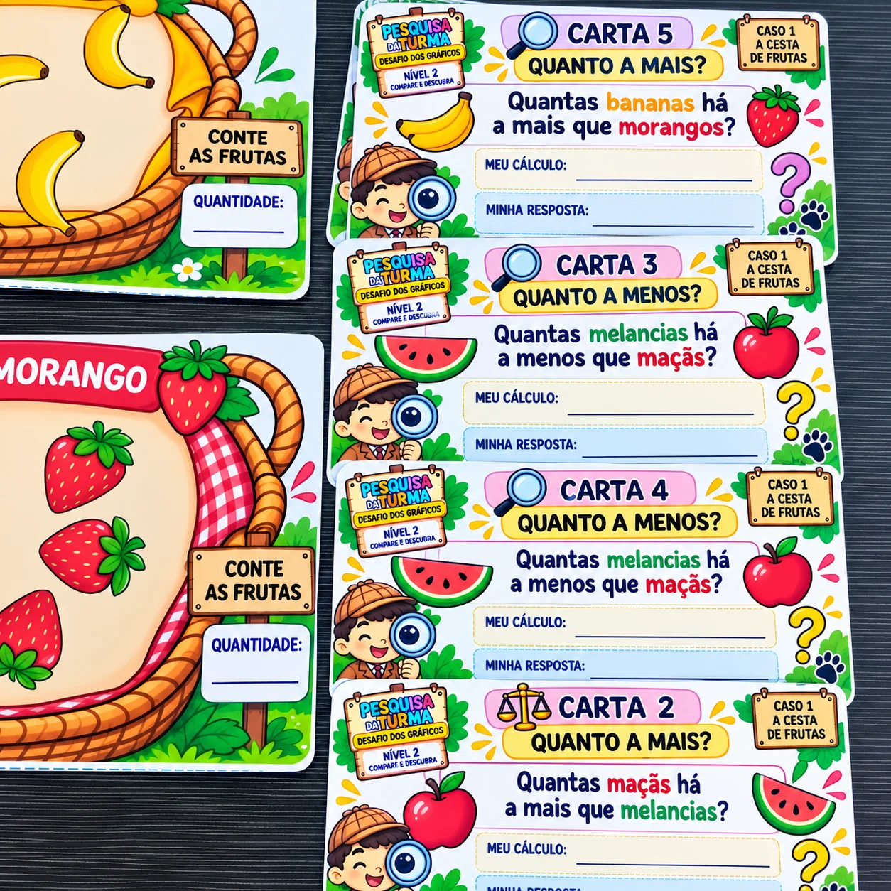 Desafio dos Gráficos | Caso 1: A Cesta de Frutas — amostra 3: Pesquisa da Turma – Recurso pedagógico lúdico para trabalhar…