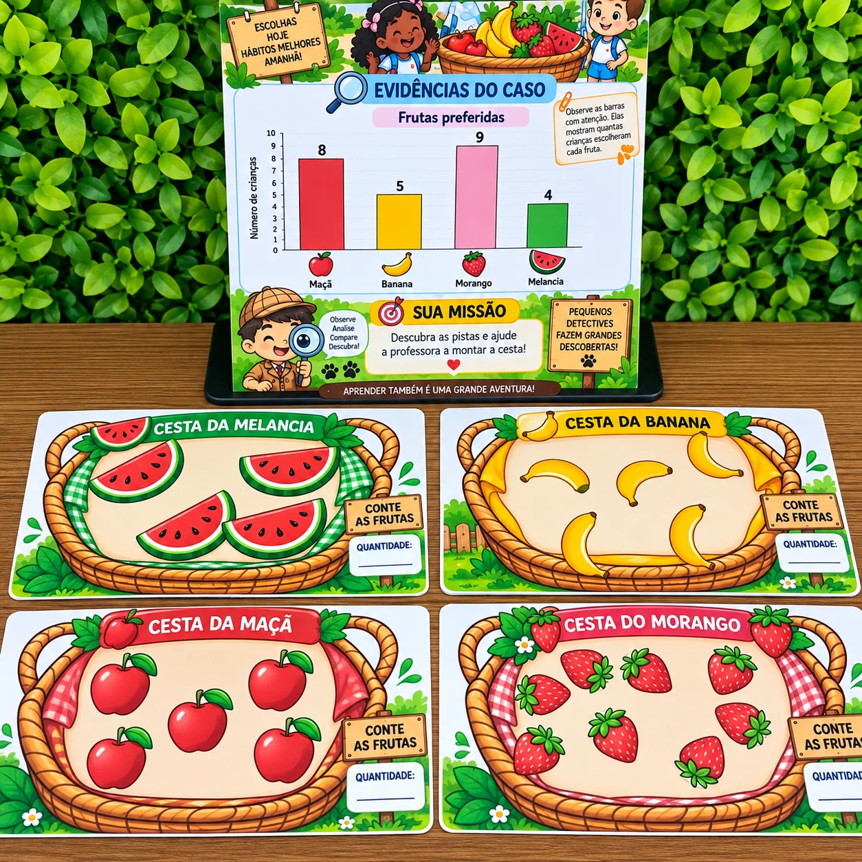 Desafio dos Gráficos | Caso 1: A Cesta de Frutas — Alfabetização para Educação Infantil: Pesquisa da Turma – Recurso…