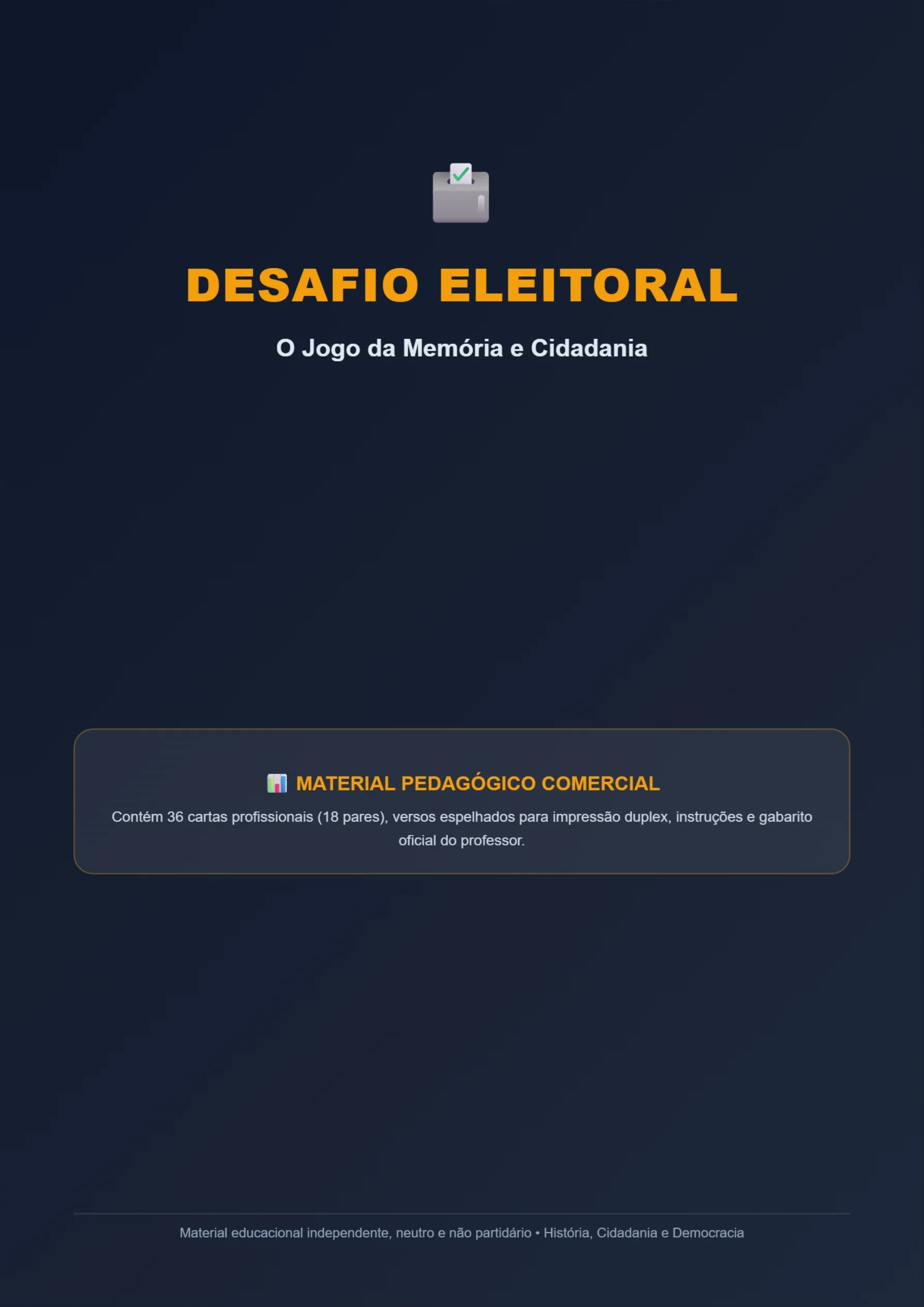 Desafio Eleitoral: Jogo de Cidadania e Democracia — amostra 2: Jogo da memória sobre cidadania, democracia e processo…