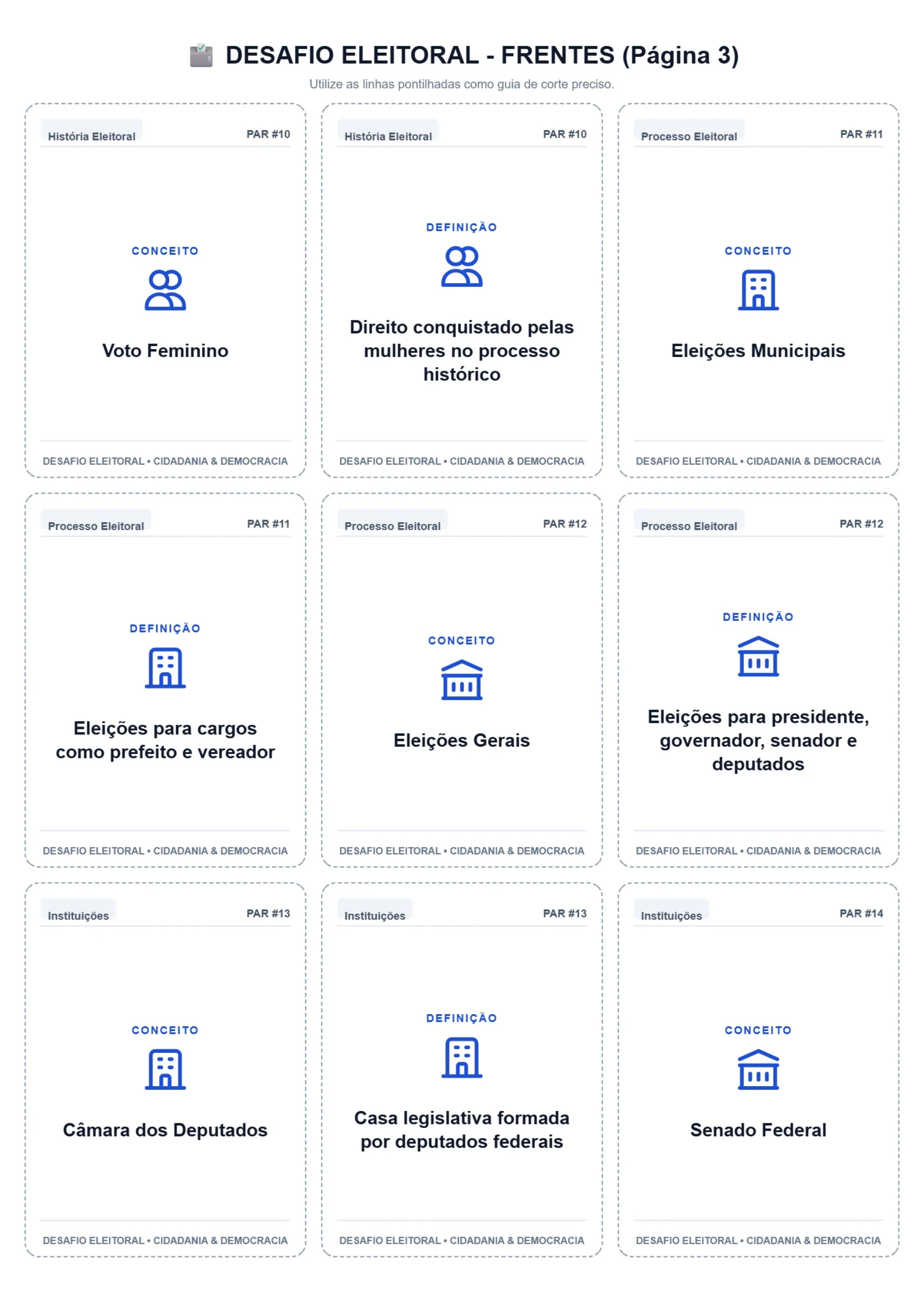 Desafio Eleitoral: Jogo de Cidadania e Democracia — amostra 5: Jogo da memória sobre cidadania, democracia e processo…