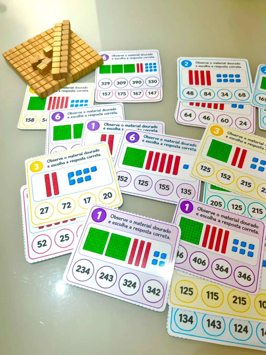 Desafio Matemático: Material Dourado - Cards — amostra 2: Um recurso pedagógico interativo que transforma o reconhecimento…