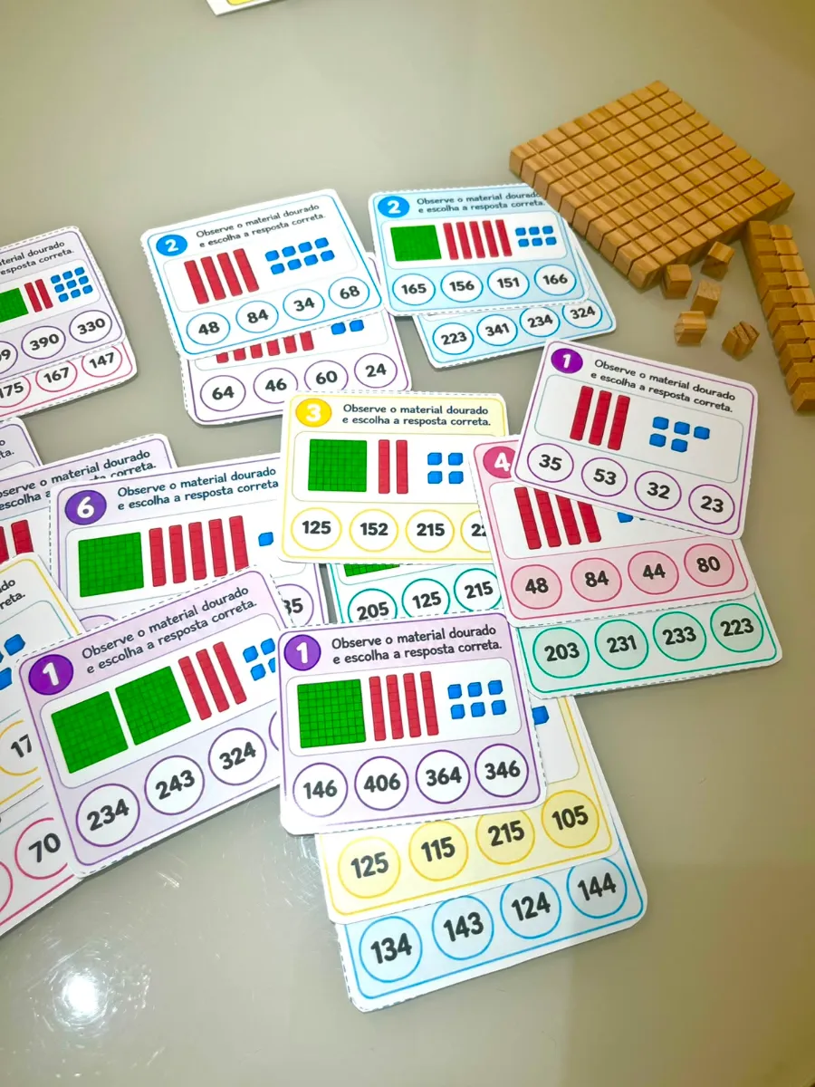 Desafio Matemático: Material Dourado - Cards — amostra 3: Um recurso pedagógico interativo que transforma o reconhecimento…