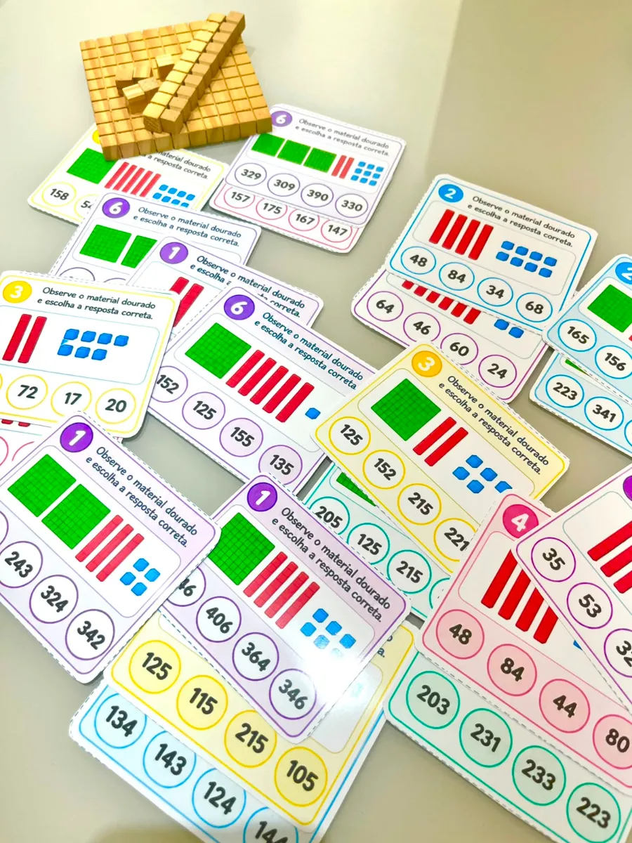 Desafio Matemático: Material Dourado - Cards — amostra 4: Um recurso pedagógico interativo que transforma o reconhecimento…