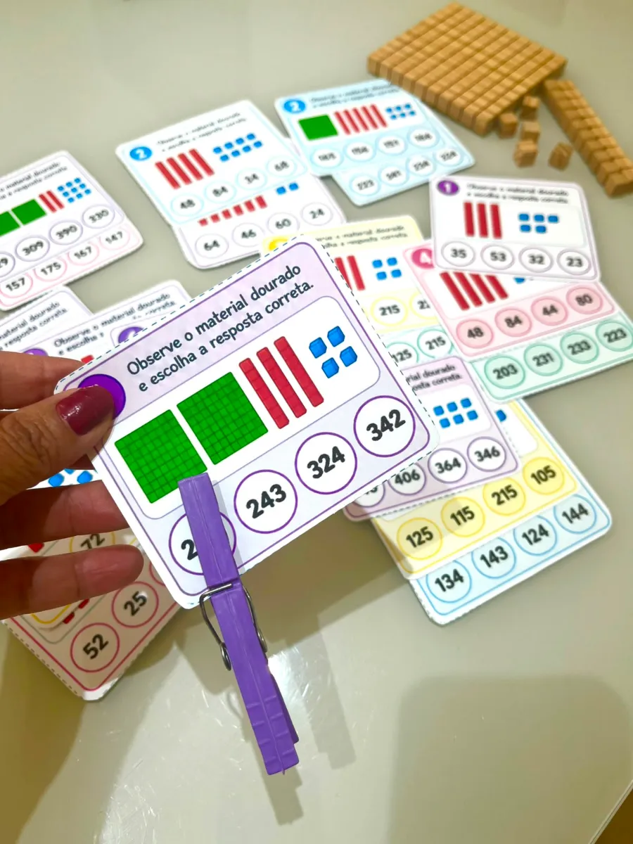 Desafio Matemático: Material Dourado - Cards — amostra 5: Um recurso pedagógico interativo que transforma o reconhecimento…