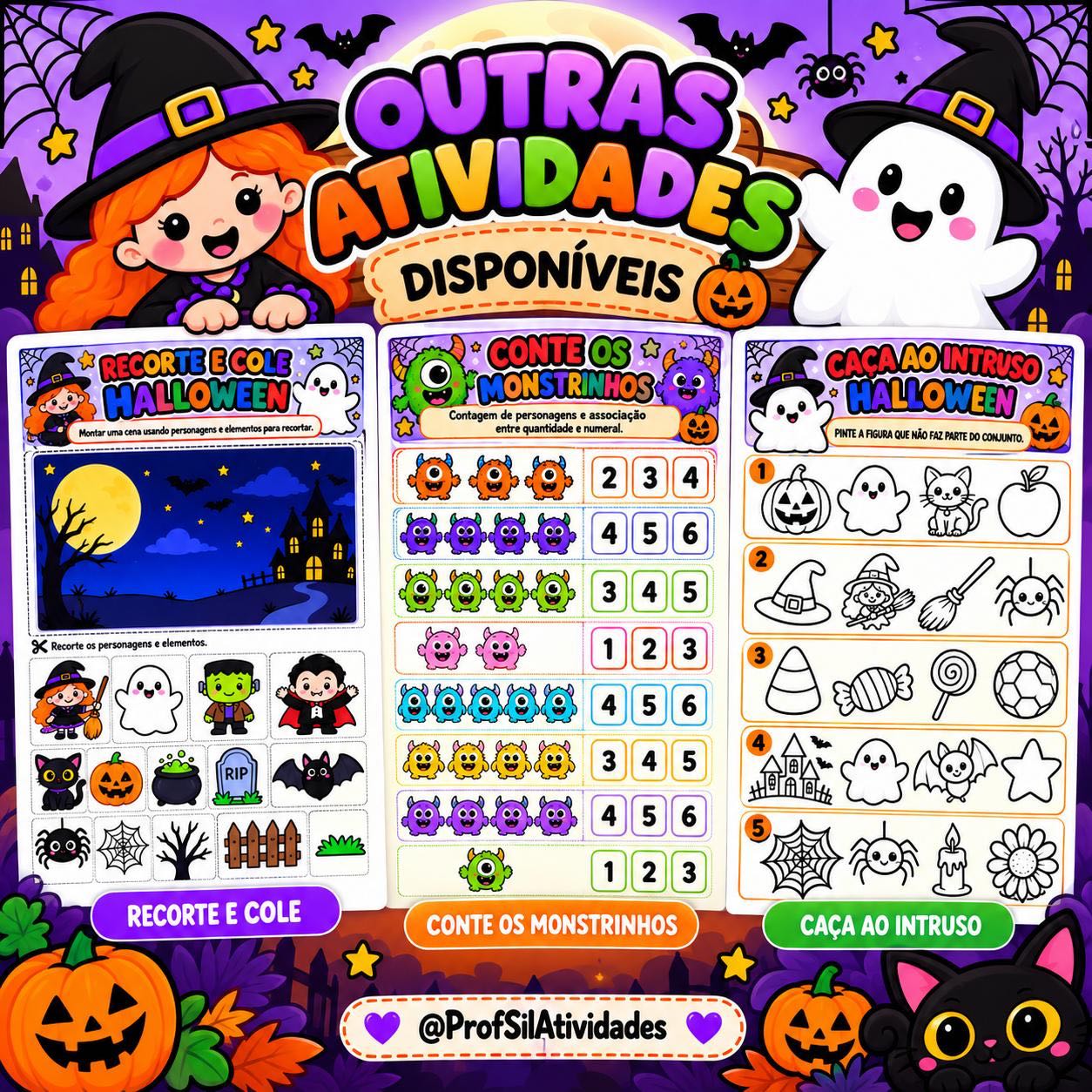 Desafios do Halloween - Atividades Lúdicas — amostra 1: 🎃 Faixa etária indicada: