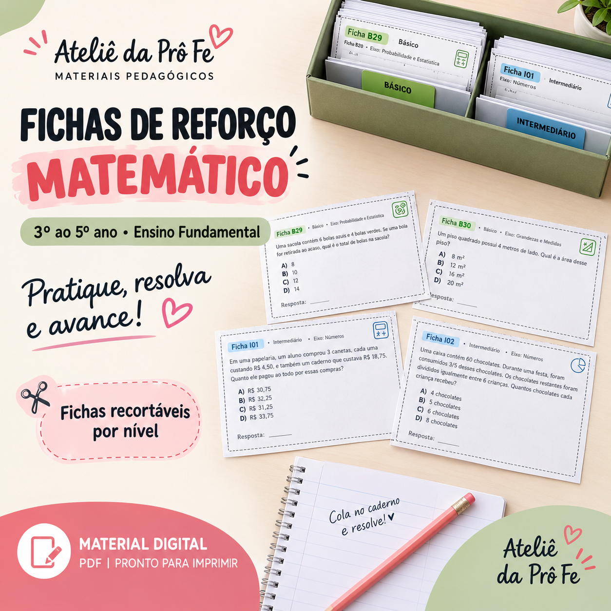 Desafios Matemáticos — Fichas de Autonomia para o 3º a 5º Ano — capa do material