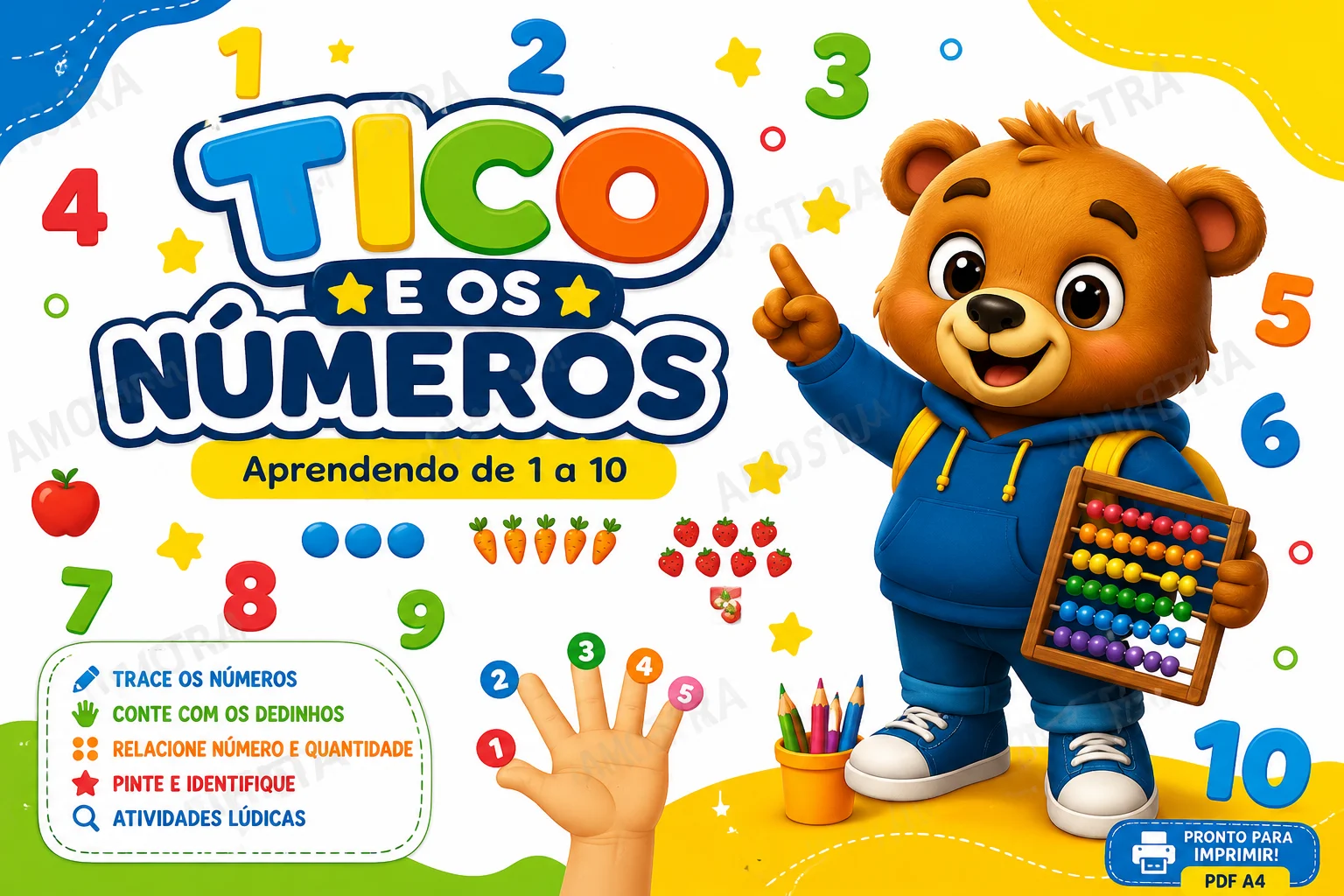 Descobrindo os Números de 1 a 10 | Educação Infantil — amostra 3: Atividades lúdicas para reconhecer números de 1 a 10, com…