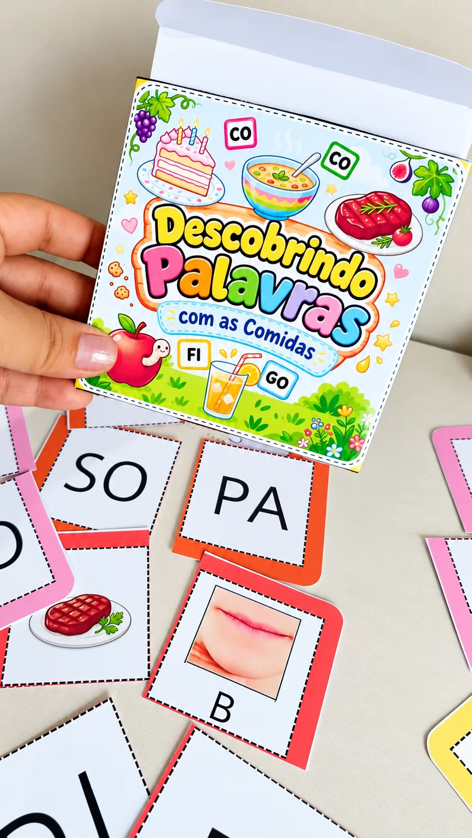 DESCOBRINDO PALAVRAS: JOGO DAS SÍLABAS, SONS E IMAGENS — amostra 1: Recurso pedagógico lúdico com 24 palavras simples,…