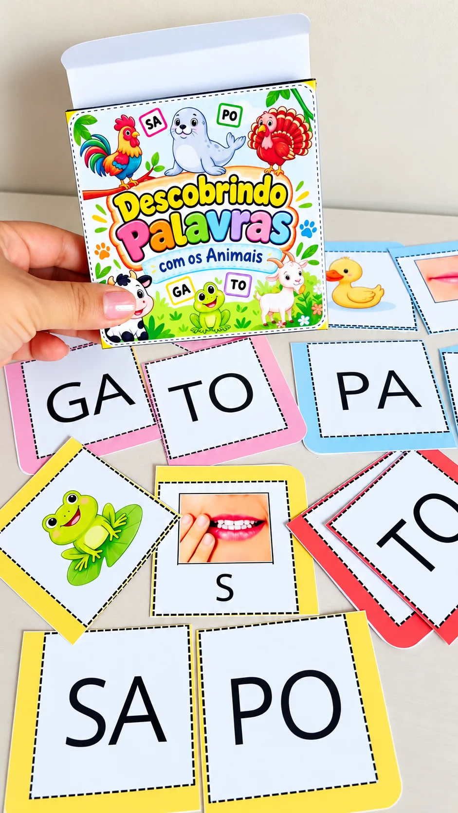 DESCOBRINDO PALAVRAS: JOGO DAS SÍLABAS, SONS E IMAGENS — amostra 2: Recurso pedagógico lúdico com 24 palavras simples,…