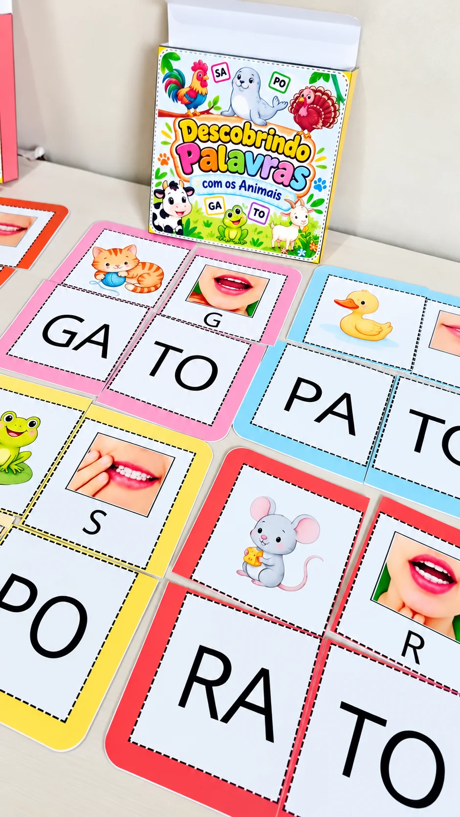 DESCOBRINDO PALAVRAS: JOGO DAS SÍLABAS, SONS E IMAGENS — amostra 3: Recurso pedagógico lúdico com 24 palavras simples,…