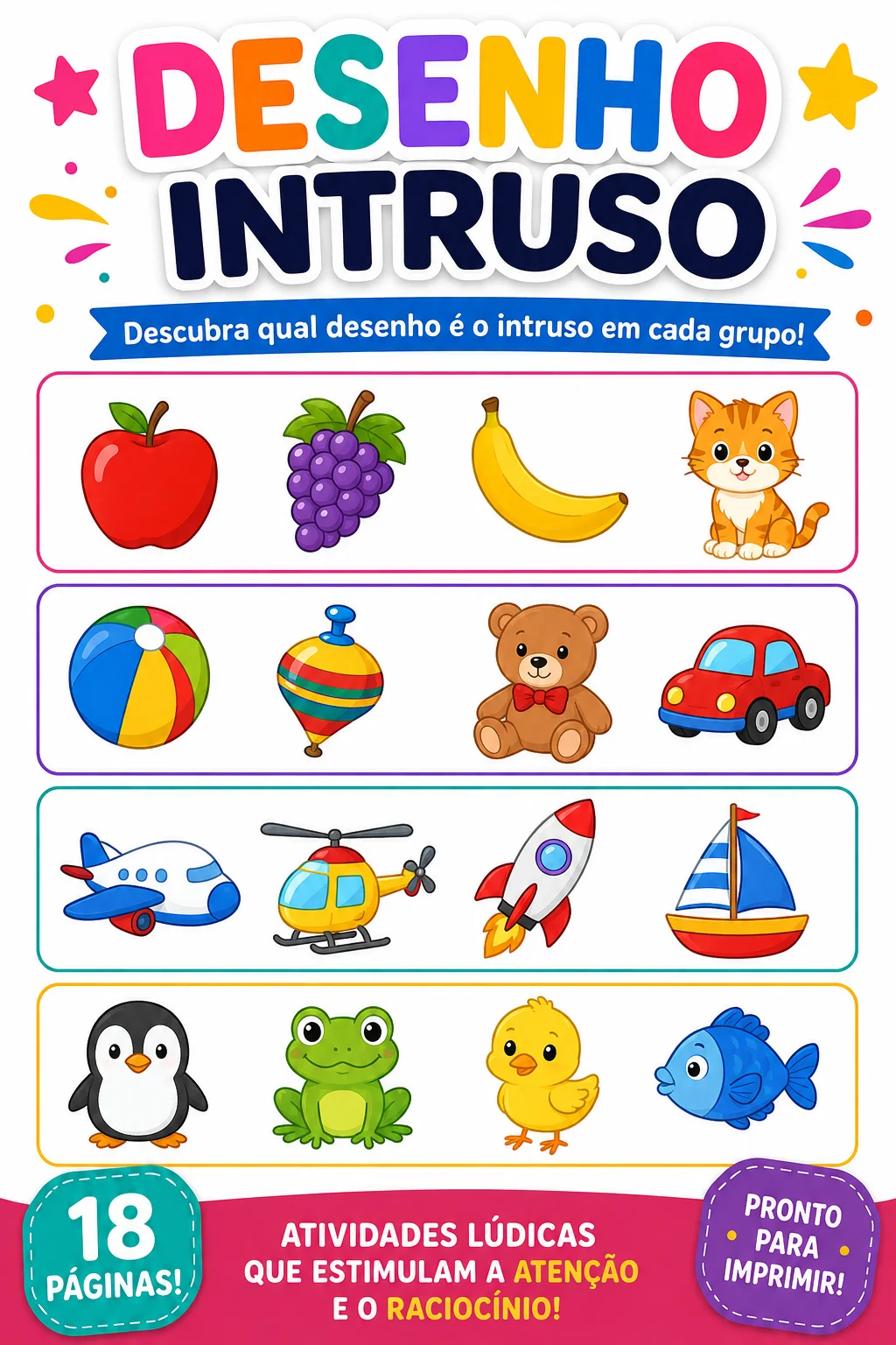 DESENHO INTRUSO - ATIVIDADE LÚDICA DE ALFABETIZAÇÃO — capa do material