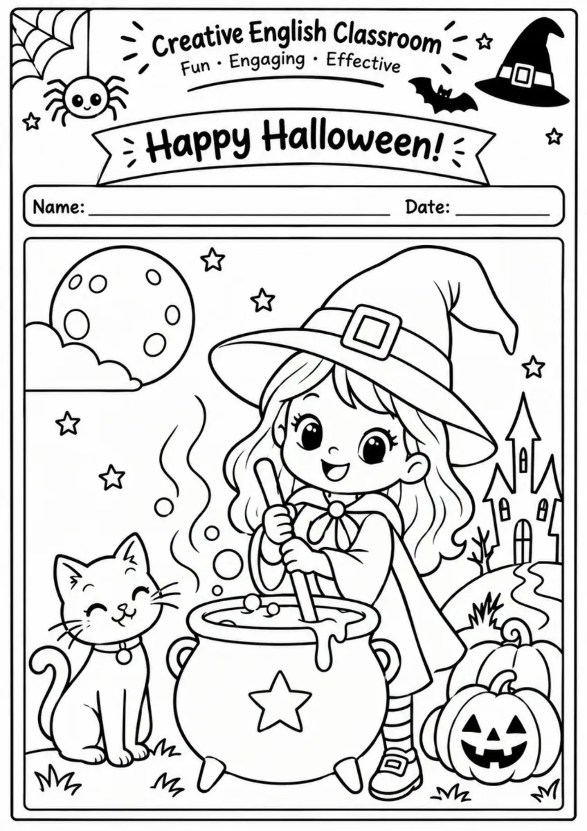 Desenhos de Halloween para Pintar | 14 Atividades A4 — amostra 1: 🖍️ Desenhos de Halloween para Pintar – Diversão e…