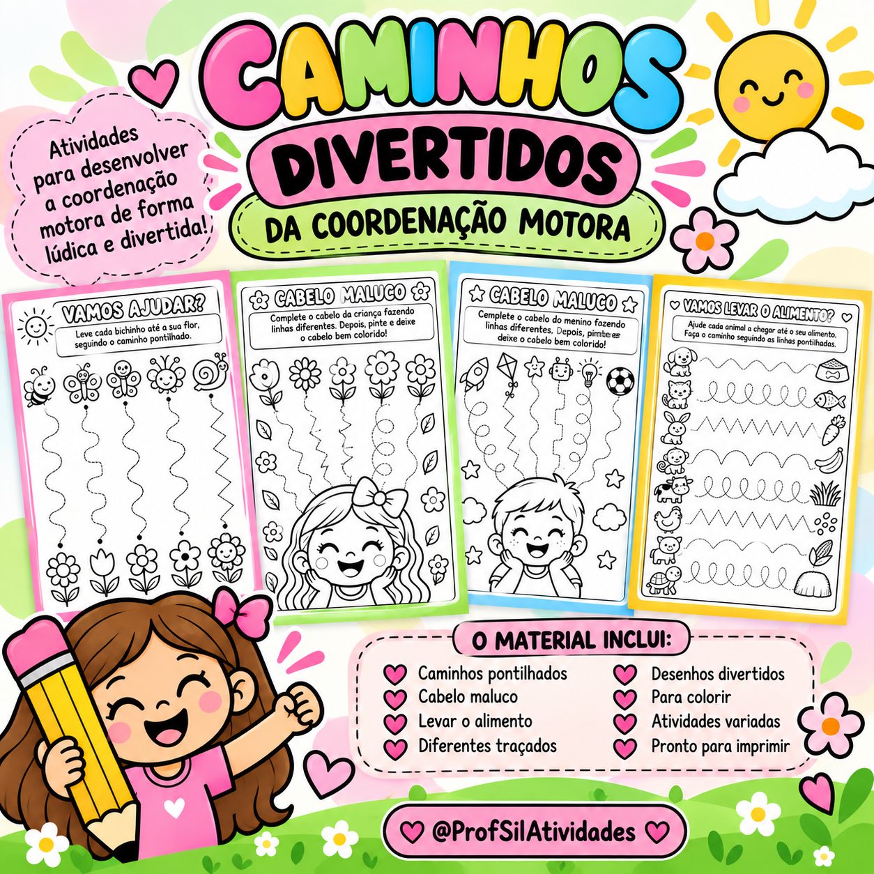 Desenvolvendo a Coordenação Motora na Educação Infantil — amostra 1: O que vem no material : 10 páginas de atividades para…