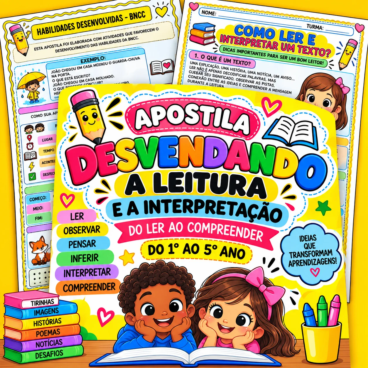 Desvendando A Leitura E Interpretação – 1º AO 5º ANO — Alfabetização para 5º ano: Material completo com 100 páginas de…