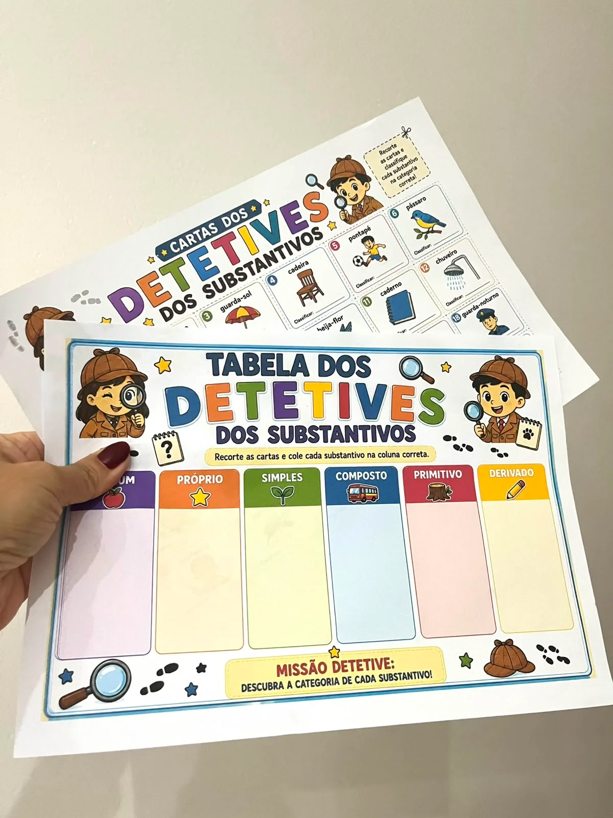 Detetive dos substantivo ilustrativo – PDF para Imprimir — amostra 2: Formato e entrega