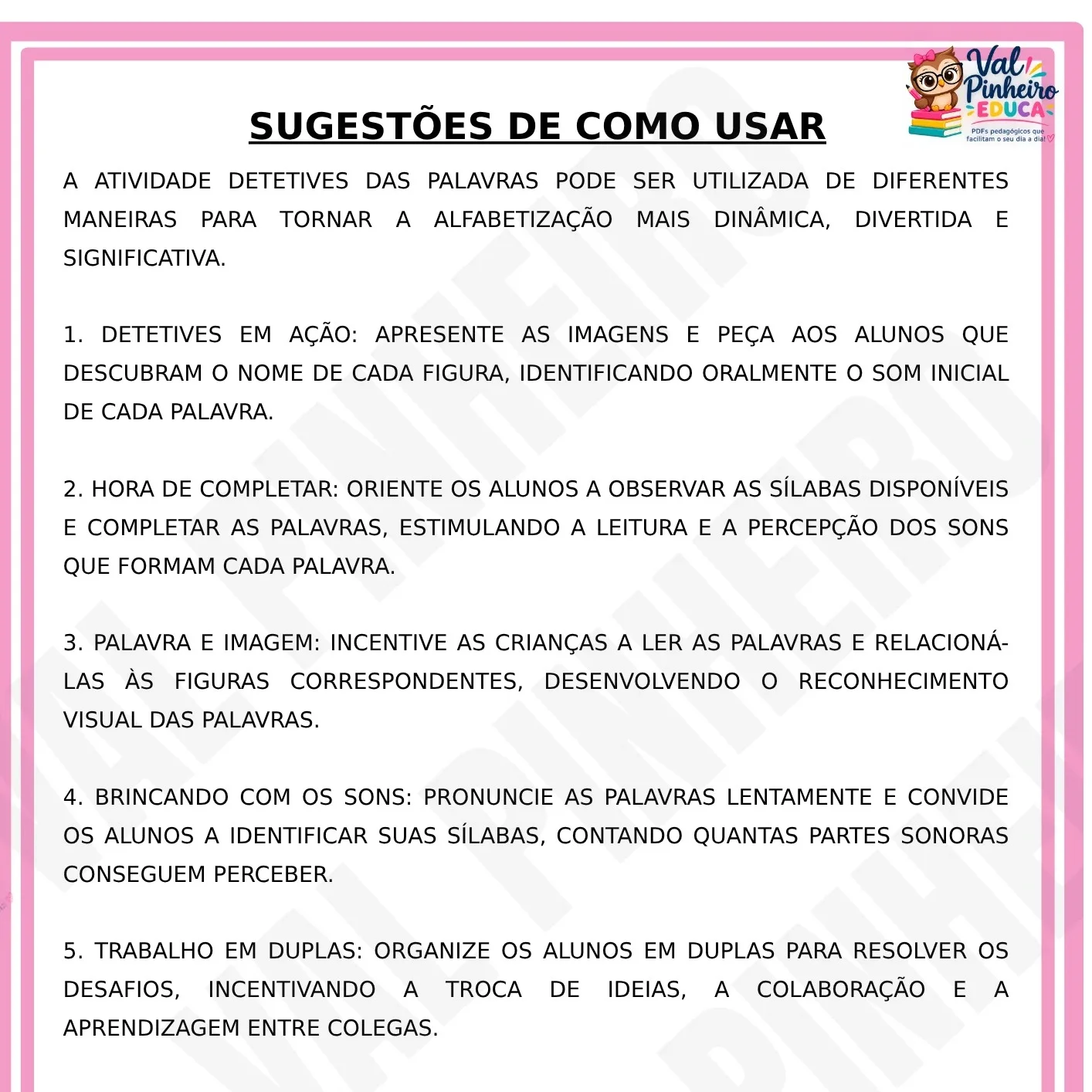 Detetives das Palavras – Atividade de Alfabetização - 1º Ano — amostra 1: Transforme a alfabetização em uma aventura de…