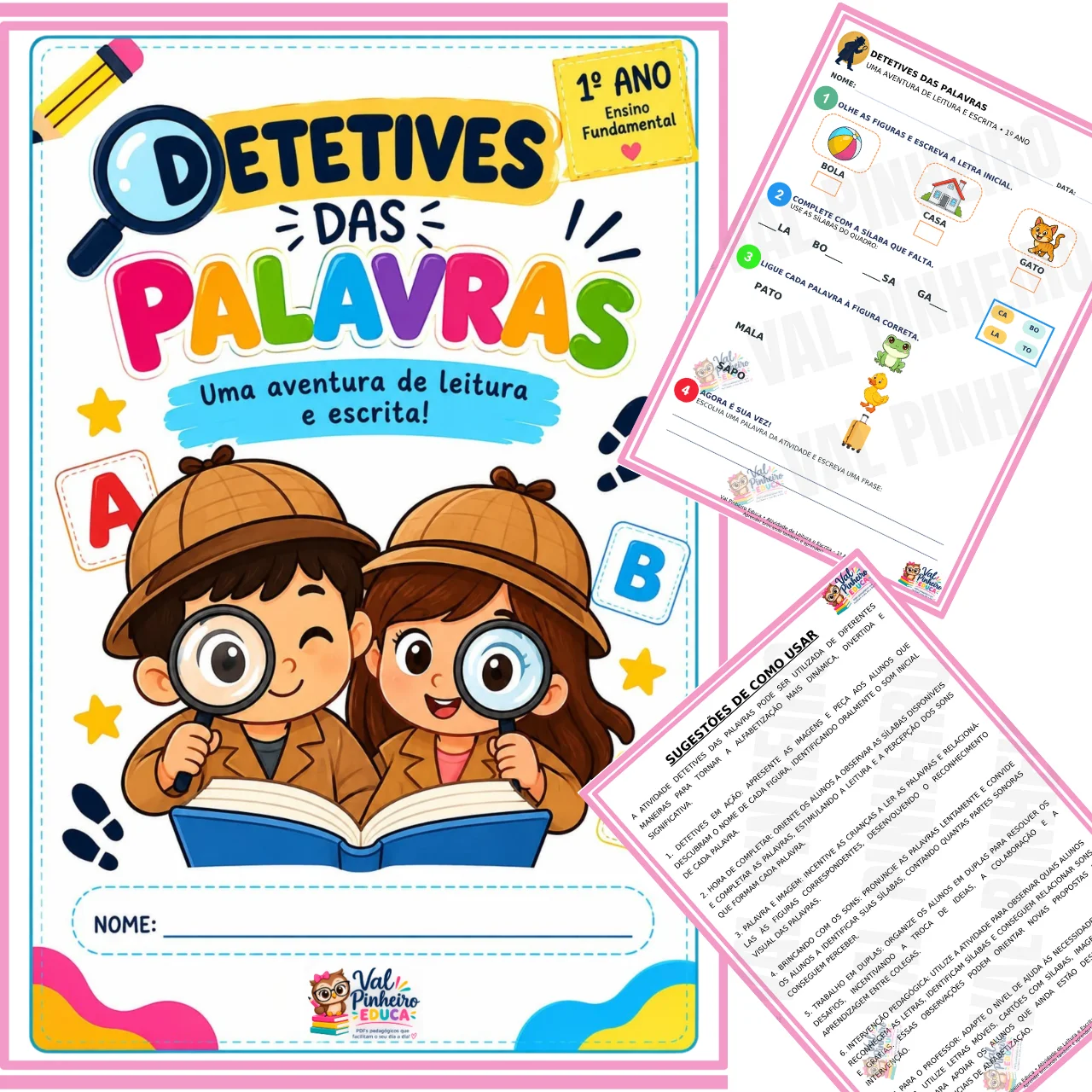 Detetives das Palavras – Atividade de Alfabetização - 1º Ano — capa do material
