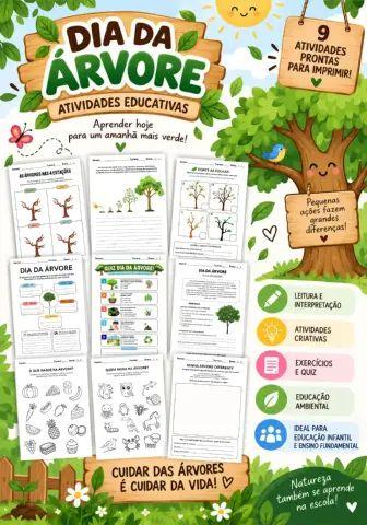 Dia da Árvore : kit com 9 Atividades Educativas para Imprimir — capa do material
