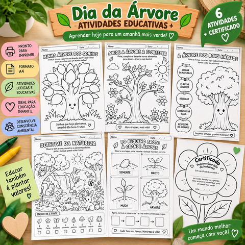 🌳 Dia da Árvore: Kit de Atividades Educativas para Imprimir | Educação Ambiental — capa do material
