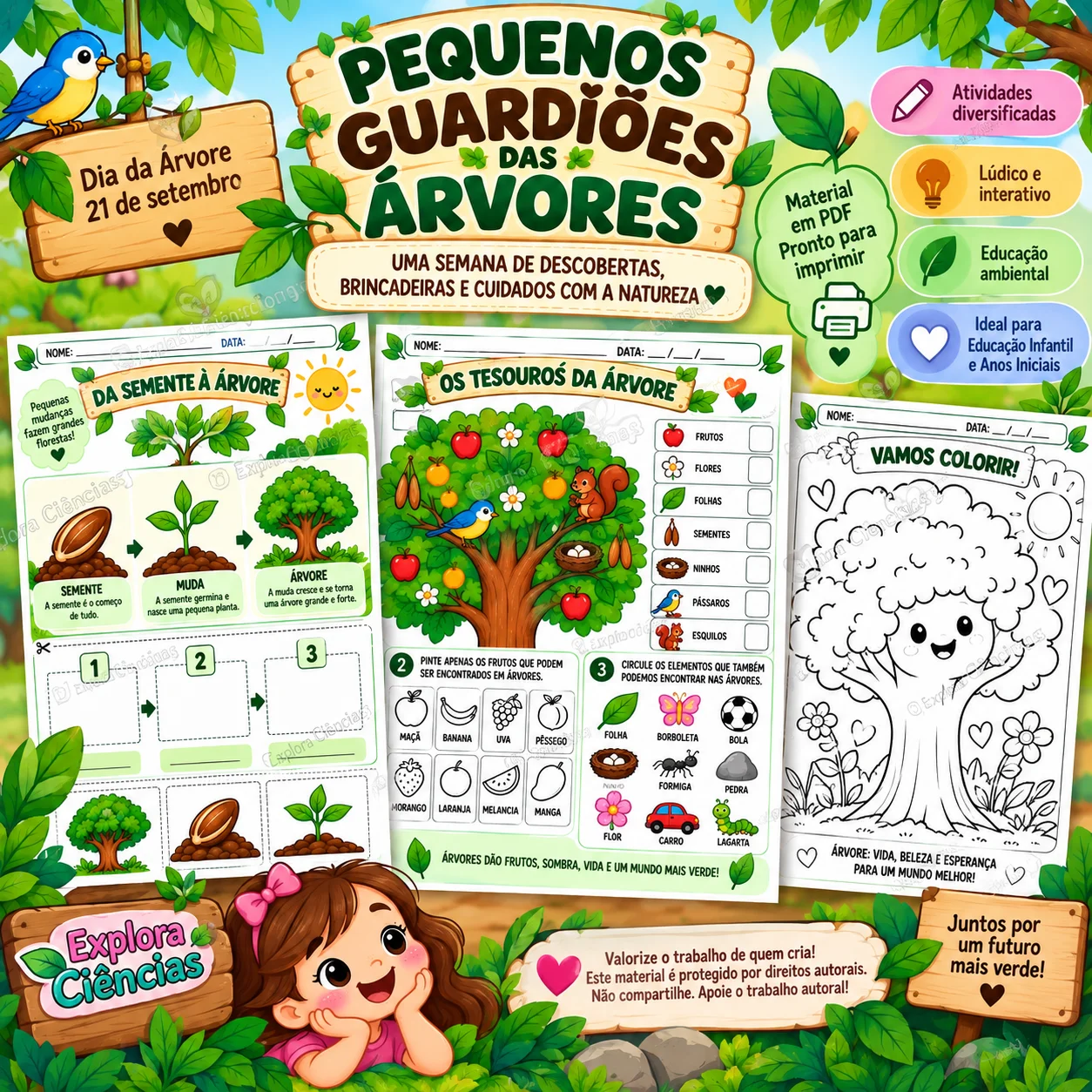 Dia da Árvore –Pequenos Guardiões da Natureza — amostra 1: Educação Infantil – 3 a 5 anos.